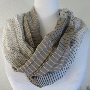 Ivory, Tan & Brown Striped Scarf 17" x 69"